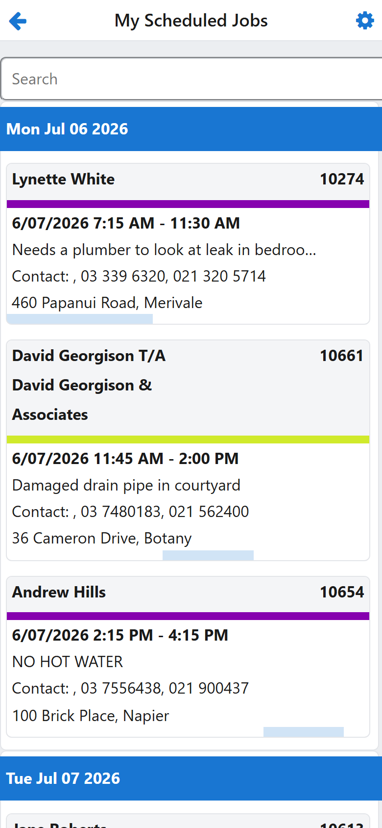 TradieOnTheMove job list